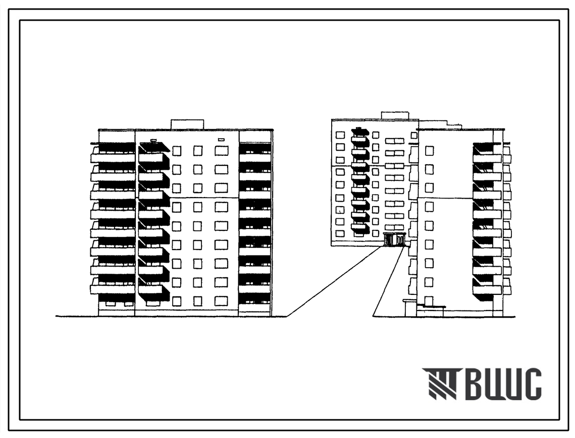 Типовой проект 87-0127/1 Девятиэтажная блок-секция торцевая левая на 36 квартир (однокомнатных 1Б-9, двухкомнатных 2Б-9, трехкомнатных 3Б-9, четырехкомнатных 4Б-9). Для строительства во 2 климатическом районе