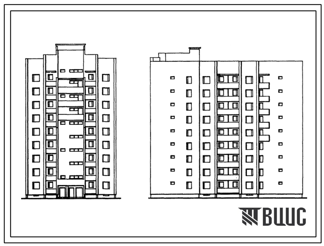 Типовой проект 1-318-108.84 9-этажный 72-квартирный жилой дом с малыми квартирами. Для строительства во 2В климатическом подрайоне Литовской ССР.