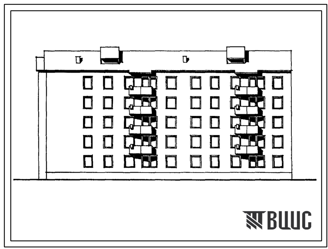 Типовой проект 114-011с.85 Блок-секция 5-этажная 2-секционная 30-квартирная торцовая 2Б.3Б.4А - 2Б.2Б.2Б