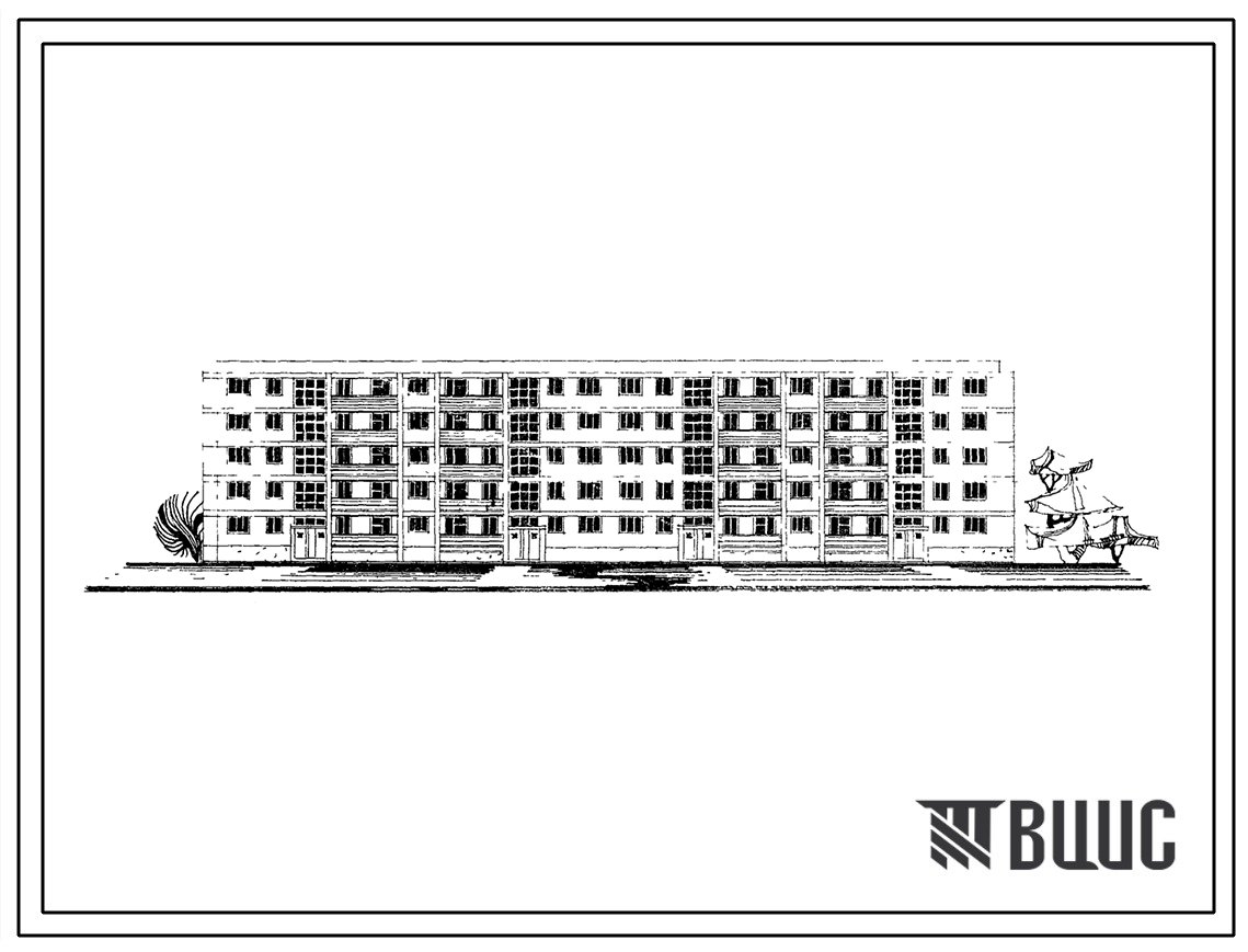 115-102-3с/1 Пятиэтажный четырехсекционный жилой дом на 60 квартир (однокомнатных 1Б-10, двухкомнатных 2Б-20, трехкомнатных 3Б-30, четырехкомнатных 4Б-10) со стенами из блоков пильных известняков. Для строительства в районах сейсмичностью 7 баллов в 3Б кл