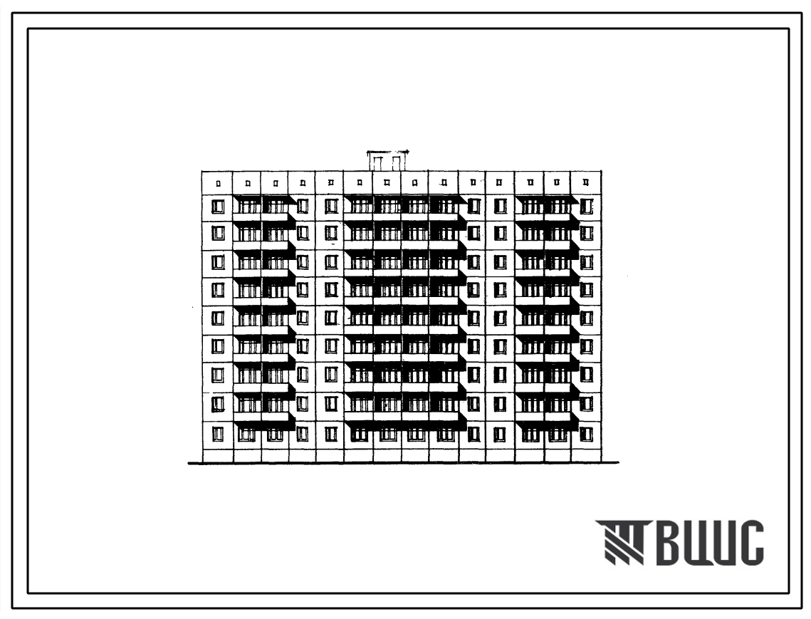 Типовой проект 94-0109.83 Блок-секция 9-этажная 117-квартирная для малосемейных 1Б-1А-2Б. Для строительства в Киевской области.