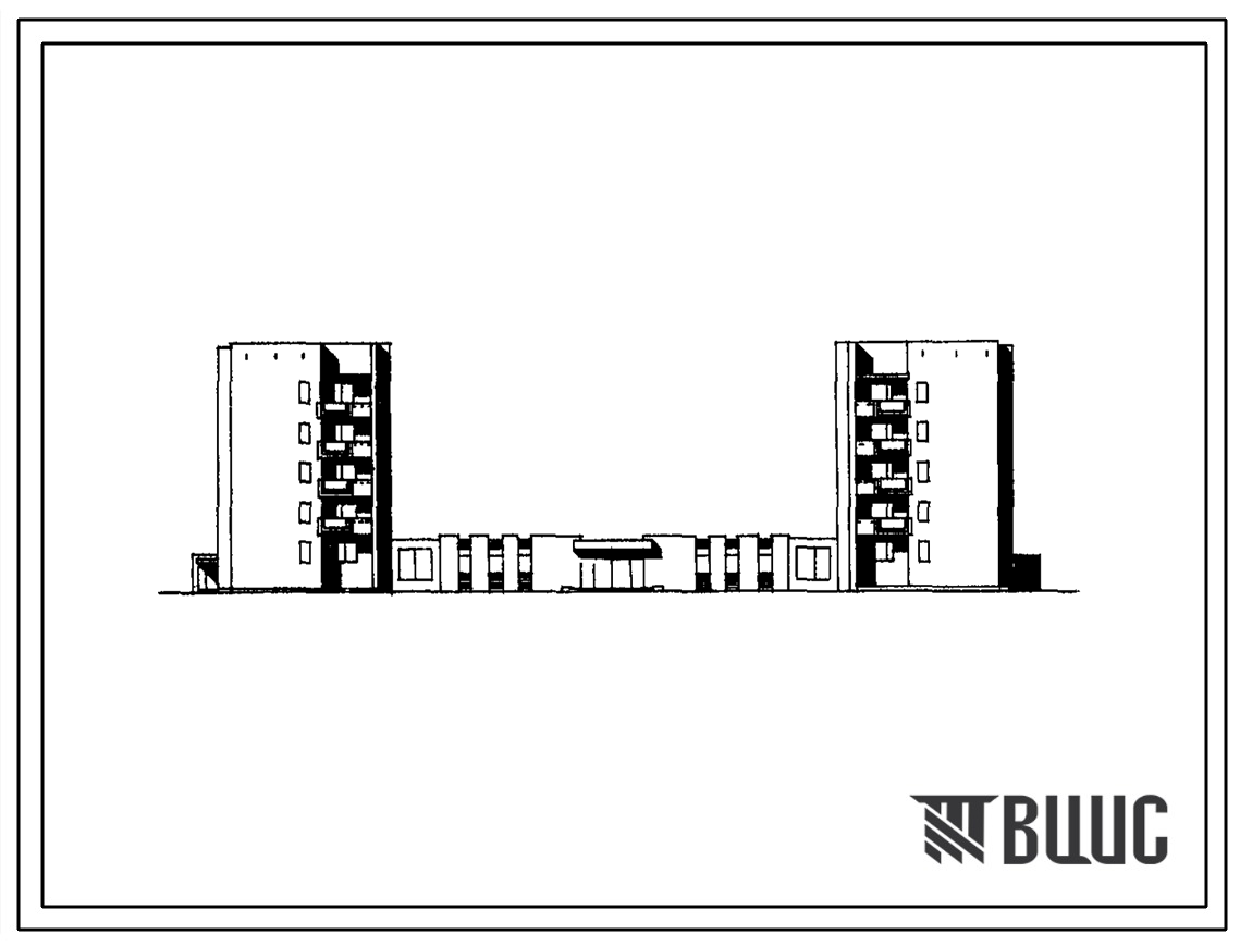 Типовой проект 164-109-49с Пятиэтажное общежитие для рабочих и служащих на 408 мест с блоком обслуживания. Для строительства в IVБ и IVВ климатических подрайонах сейсмичностью 7 и 8 баллов.