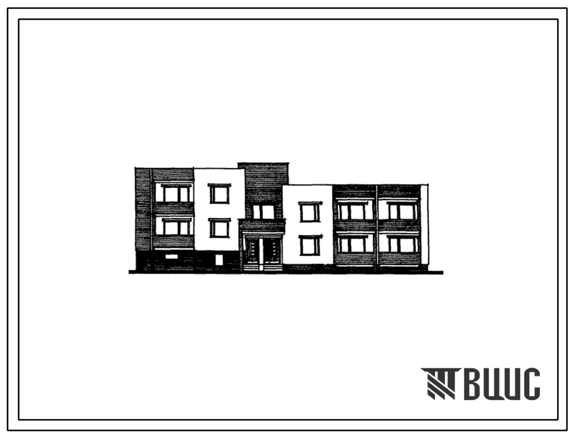 Типовой проект 212-011 Двухэтажная блок-секция на 4 квартиры 3Б-4Б (боковая).