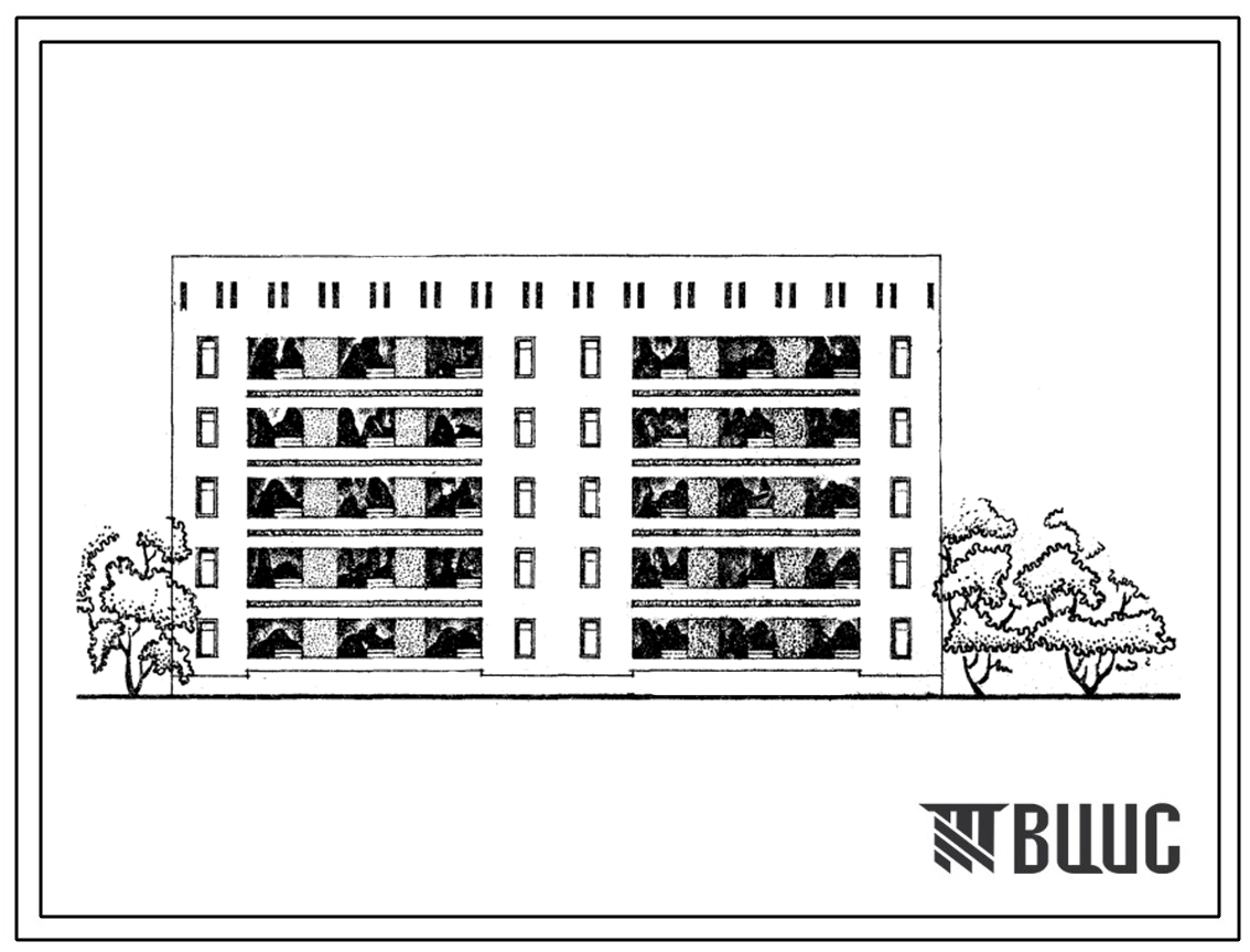 Типовой проект 63-029с.83 Блок-секция пятиэтажная 20-квартирная рядовая с торцовыми окончаниями 4Б.3Б.-5А.2Б.