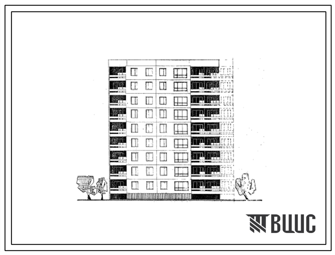 Типовой проект 99-020 Блок-секция девятиэтажного дома торцевая на 36 квартир левая (однокомнатных 1Б-9, двухкомнатных 2Б-18, трехкомнатных 3Б-9). Для строительства во 2 и 3 климатическом районах и 1В климатическом подрайоне.