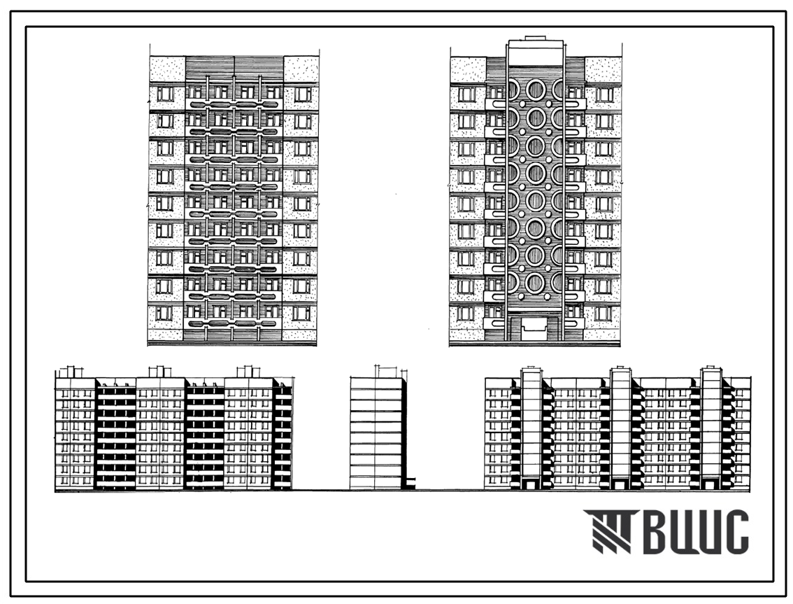 Типовой проект 152-09/1.2 9-этажная рядовая-торцевая блок-секция на 36 квартир 1Б-2Б-3Б-4Б