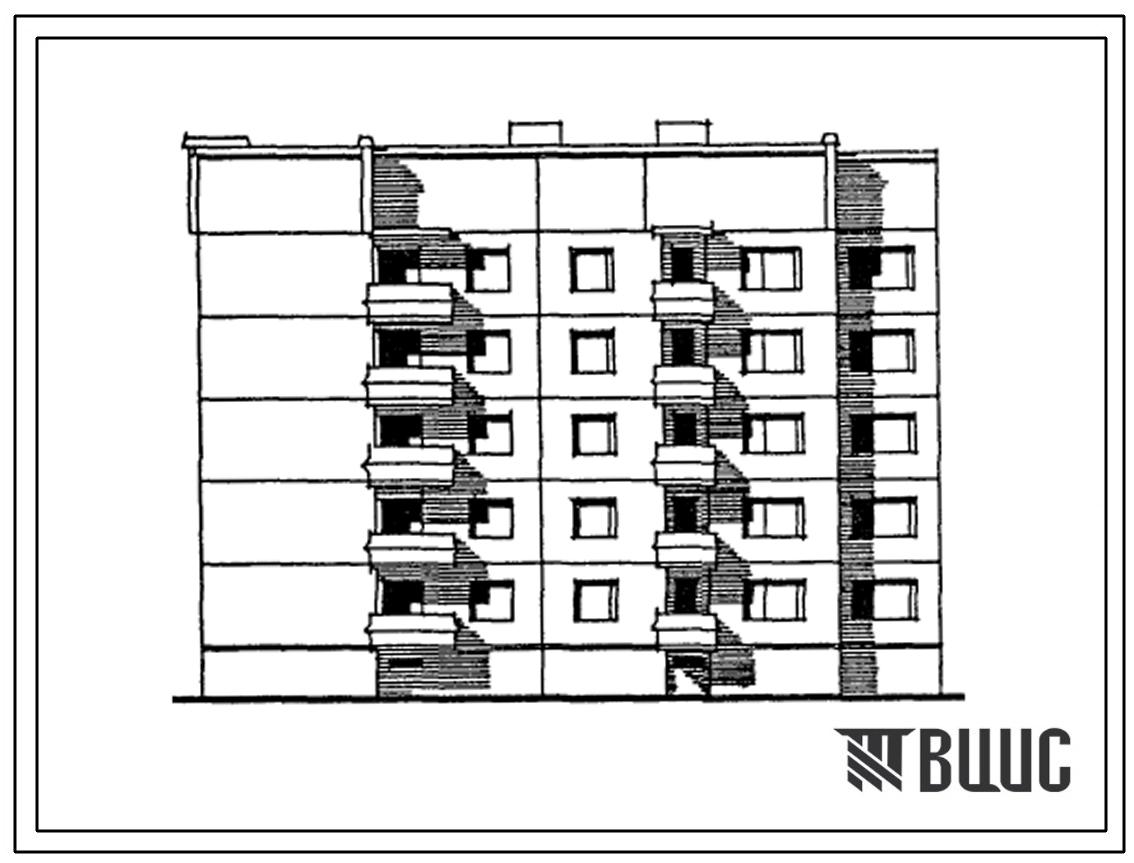 Типовой проект 120-018.2 Блок-секция 5-этажная 20-квартирная торцевая левая 1Б-2Б-2Б-2Б. Для городского строительства в Литовской ССР