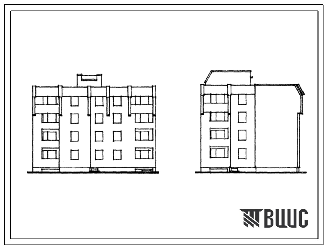 Типовой проект 1-318-0106.84 Блок-секция 4-этажная 12-квартирная угловая, с торцевыми окончаниями 1Б-2Б-3Б. Для строительства во 2В климатическом подрайоне Литовской ССР (для застройки малых городов).