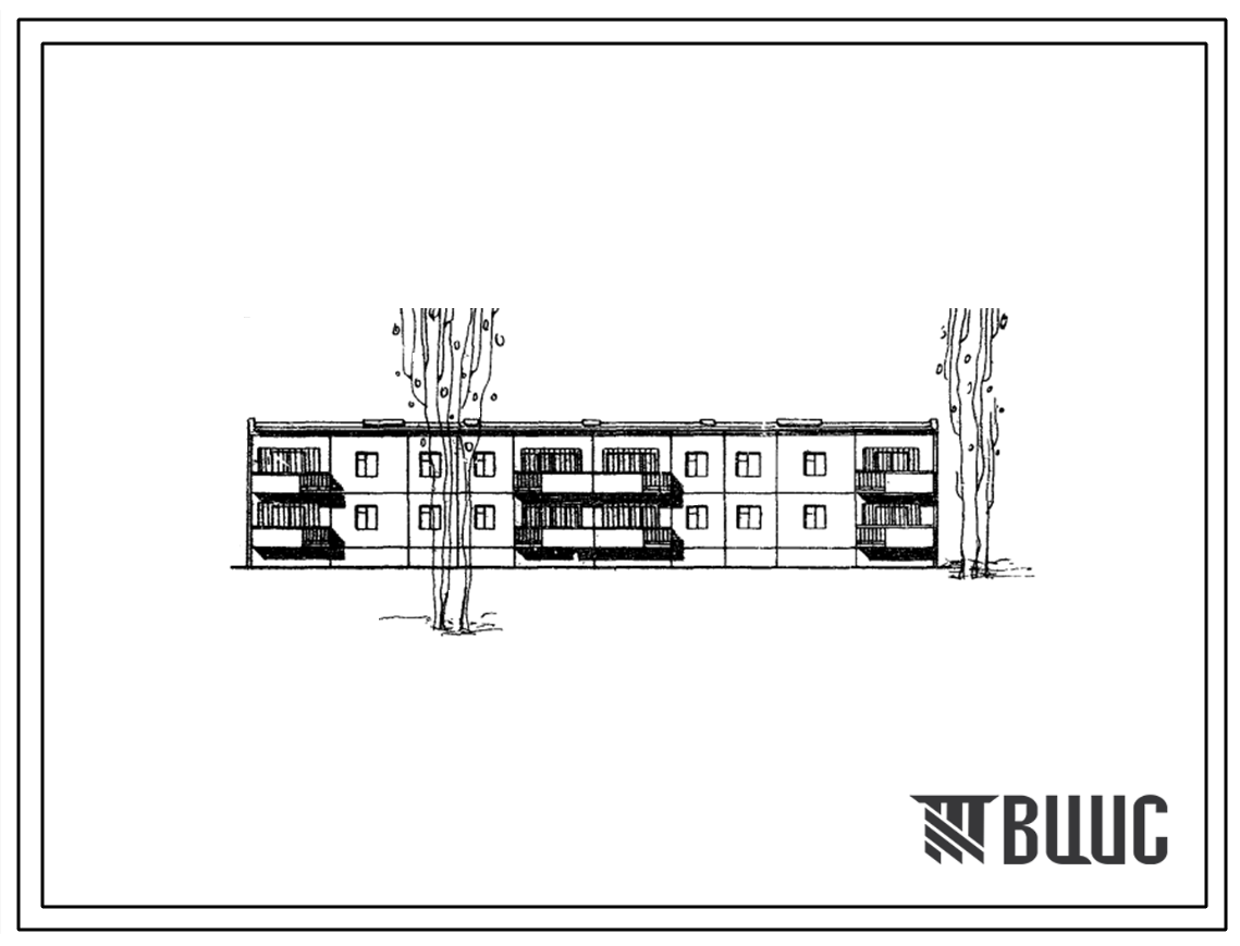 Типовой проект 111-203-2с Двухэтажный двухсекционный жилой дом на 12 квартир (однокомнатных 1Б-4; двухкомнатных 2Б-4; трехкомнатных 3Б-4). Для строительства в 4Б и 4В климатических подрайонах Азербайджанской ССР, сейсмичностью 7 и 8 баллов