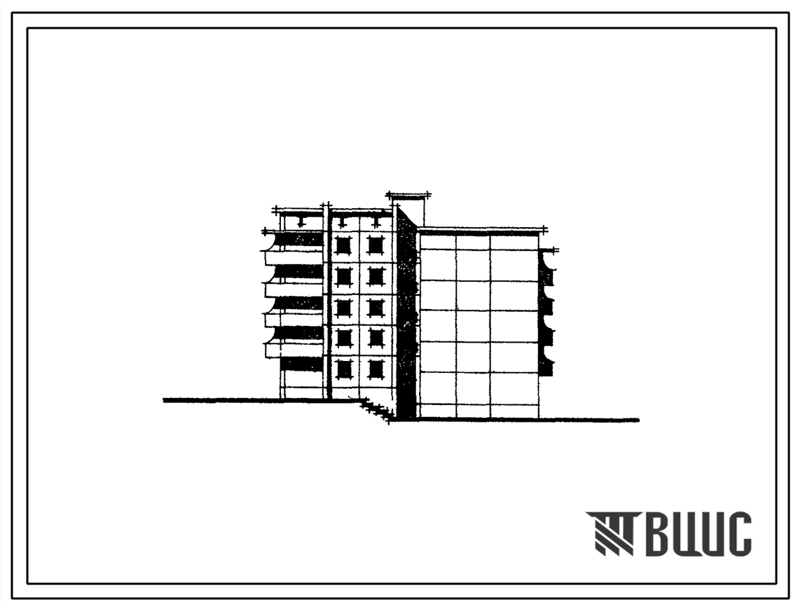 Типовой проект 97-049/1 Пятиэтажная рядовая блок-секция на 20 квартир для сложного рельефа