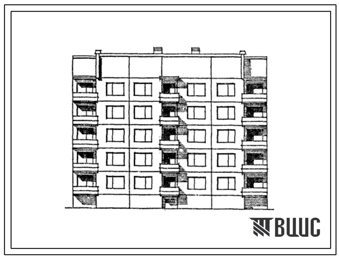 Типовой проект 120-021.2 Блок-секция рядовая-торцевая 5-этажная 25-квартирная для малосемейных 1Б-1Б-1Б-1Б-2А. Для городского строительства в Литовской ССР