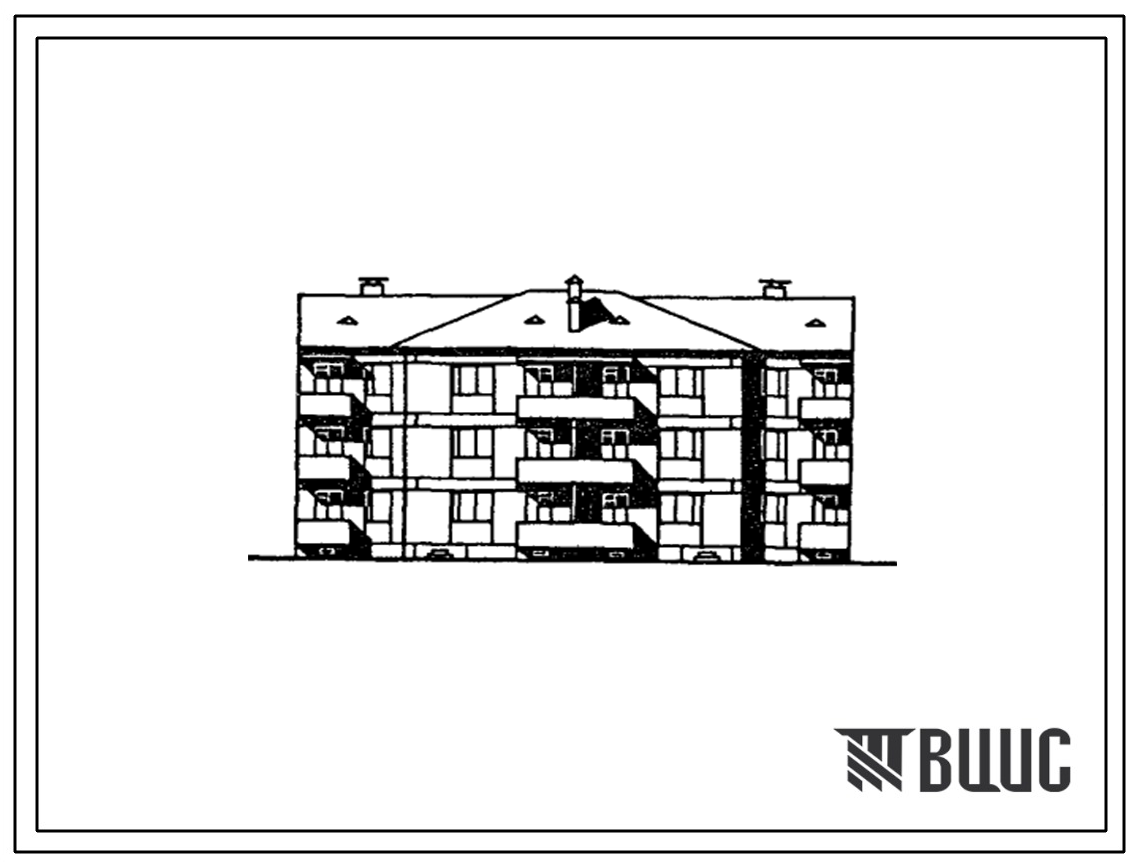 Типовой проект 81-016.13.88 Трехэтажная блок-секция рядовая с торцевыми окончаниями на 12 квартир. Для Калининграда и Калининградской области
