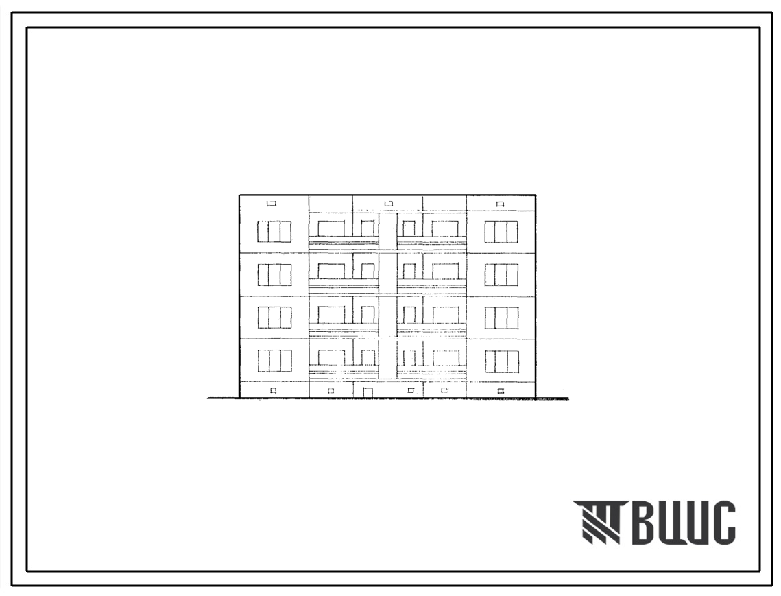 Типовой проект 127-031с Четырехэтажная блок-секция на 8 квартир (трехкомнатных 3А-8) с шагом поперечных стен 3,0 и 4,8 м, для строительства в 4Б климатическом подрайоне Грузинской ССР, сейсмичностью 7 баллов