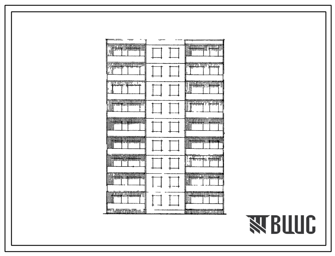 Типовой проект 82-04 Девятиэтажная блок-секция рядовая на 36 квартир (однокомнатных 1Б-18; двухкомнатных 2Б-18)