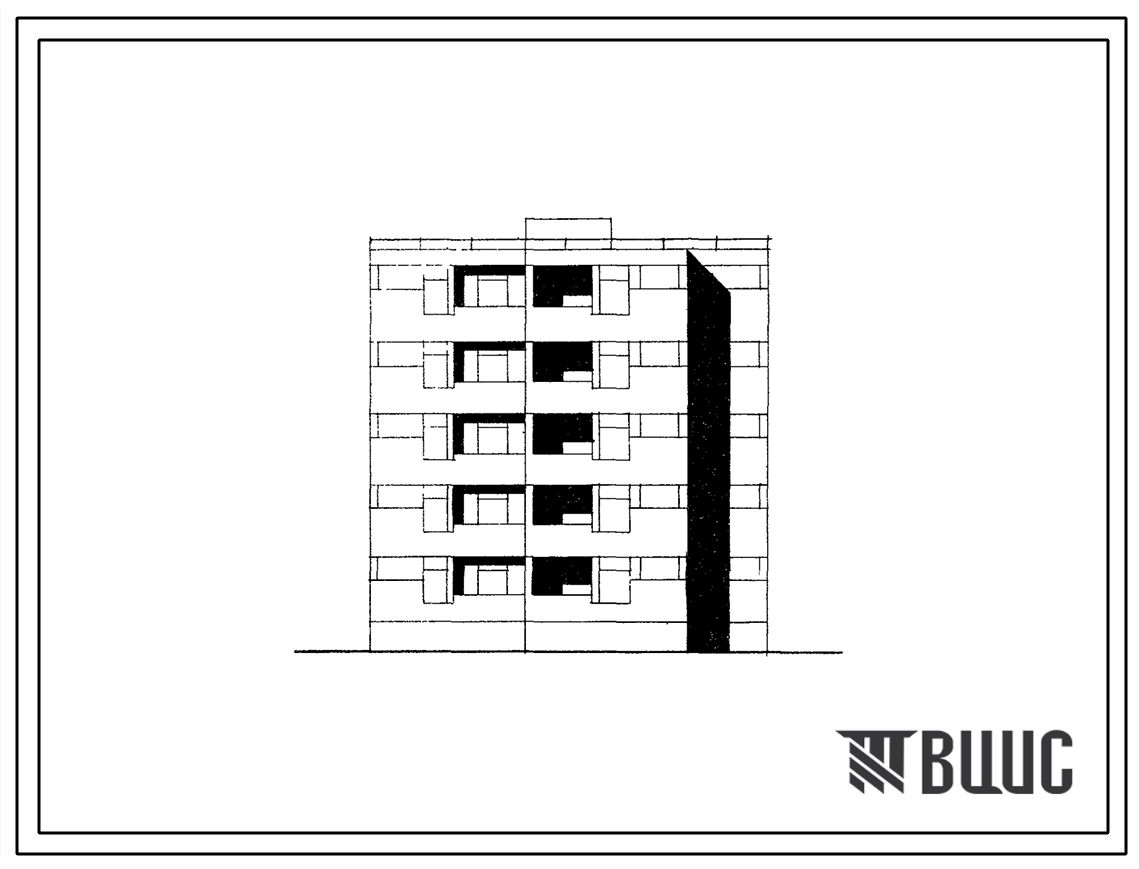 Типовой проект 126-07 Пятиэтажная блок-секция на 15 квартир торцевая правая 1Б-2Б-3А со стенами из мелких блоков ячеистого бетона. Для строительства во 2 и 3 строительно-климатических зонах.