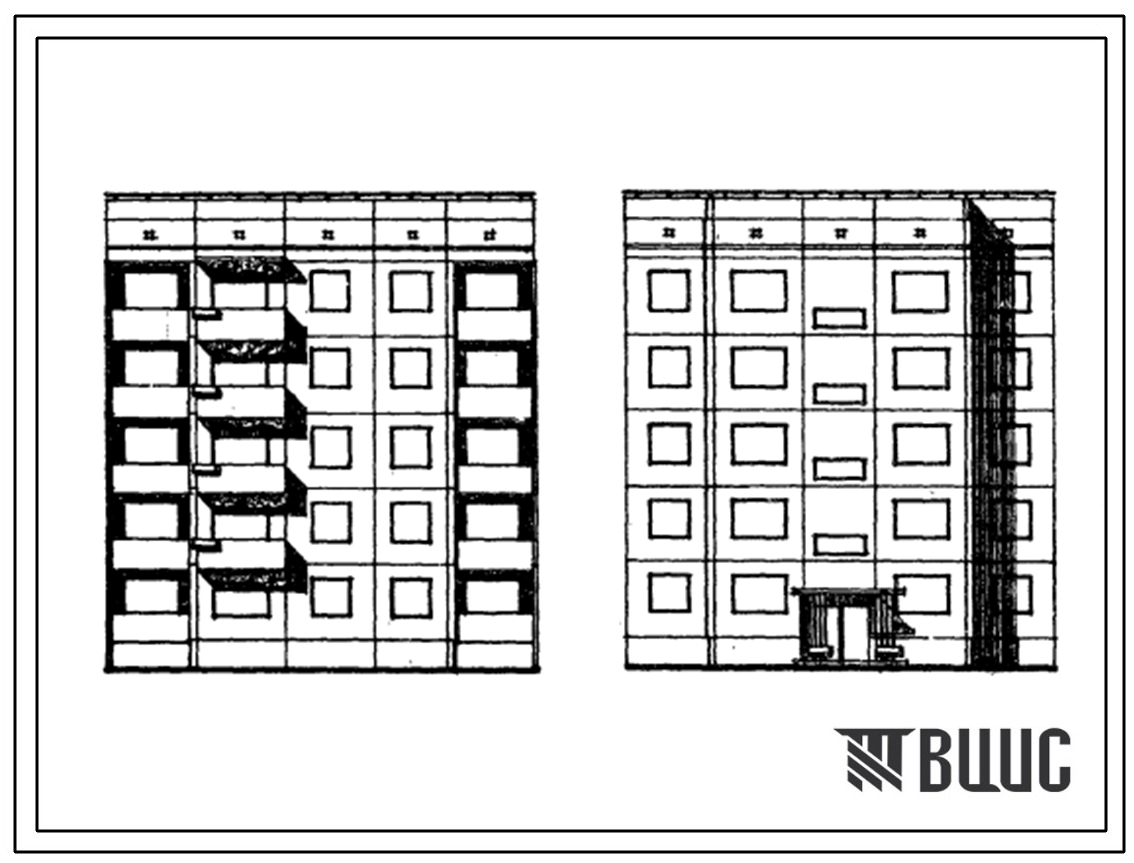 Типовой проект 94-041/1 Пятиэтажная крупнопанельная рядовая блок-секция на 15 картир, правая (Р.2Б-2Б-2Б)