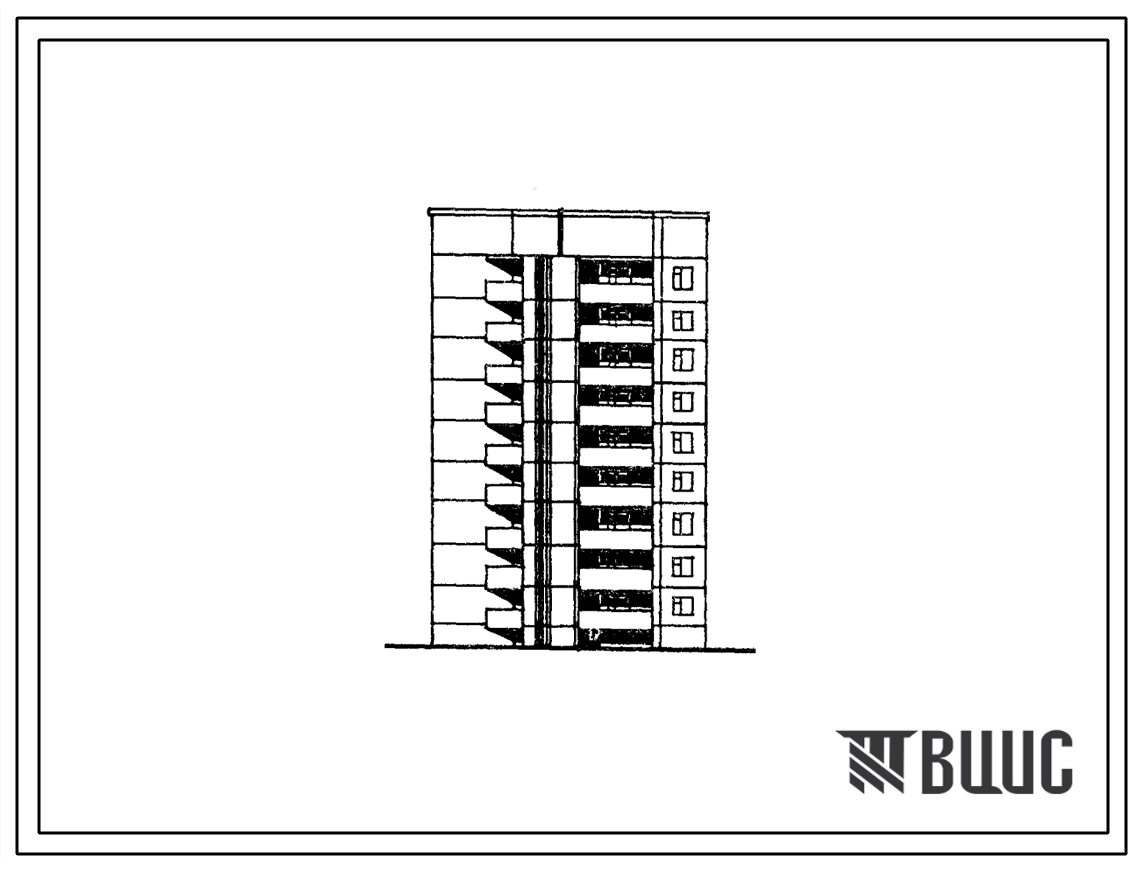 Типовой проект 135-0272с.13.86 9-этажная поворотная блок-вставка с внутренним углом 90 для Бурятской АССР