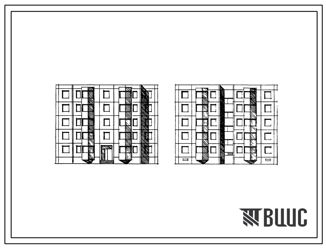 Типовой проект 151-04 Пятиэтажная рядовая блок-секция меридиональной ориентации на 20 квартир 2Б-2Б-2Б-3Б.