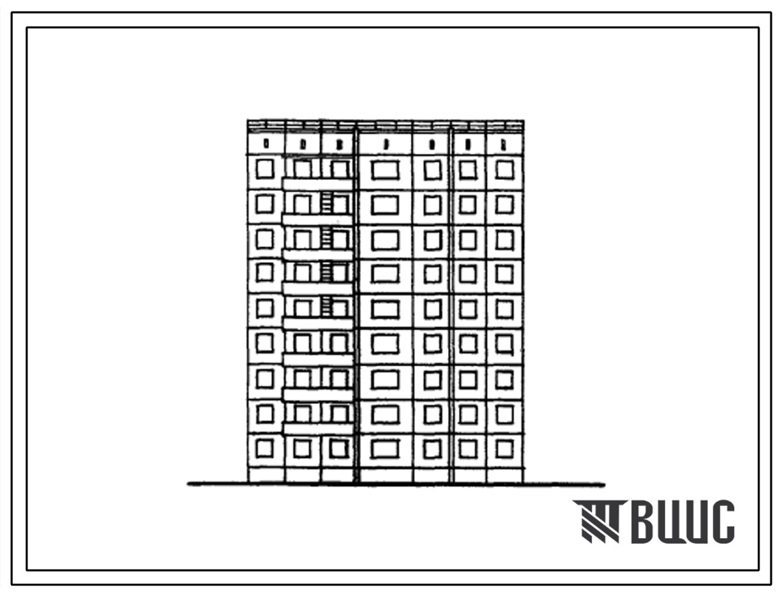 Типовой проект 97-089/1 Девятиэтажная блок-секция рядовая правая на 27 квартир (двухкомнатных 2Б-9, трехкомнатных 3Б-9, четырехкомнатных 4Б-9). Для строительства в 1В климатическом подрайоне Красноярского края