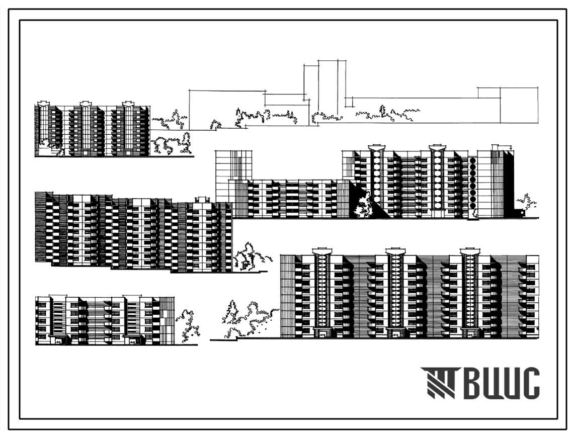 Типовой проект 90-058/1 9 этажная рядовая торцевая блок-секция на 36 квартир 1Б.2Б.3Б.4Б