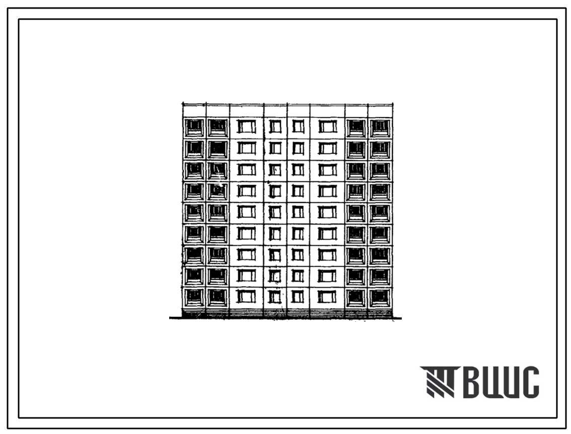 Типовой проект 97-0174с.83 Блок-секция 9-этажная 36-квартирная рядовая 2Б.2Б.3Б.3Б