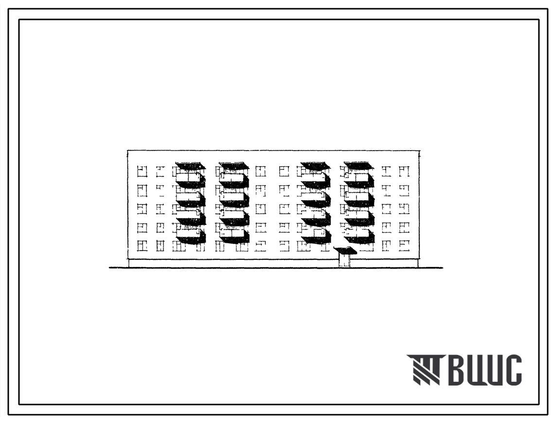 Типовой проект 114-027с Пятиэтажная блок-секция двухсекционная рядовая-торцевая на 39 квартир (однокомнатных 1Б-19, трехкомнатных 3Б-10, четырехкомнатных 4Б-9, пятикомнатных 5Б-1) из кирпича. Для строительства в 1В и 1Д климатических подрайонах сейсмичнос