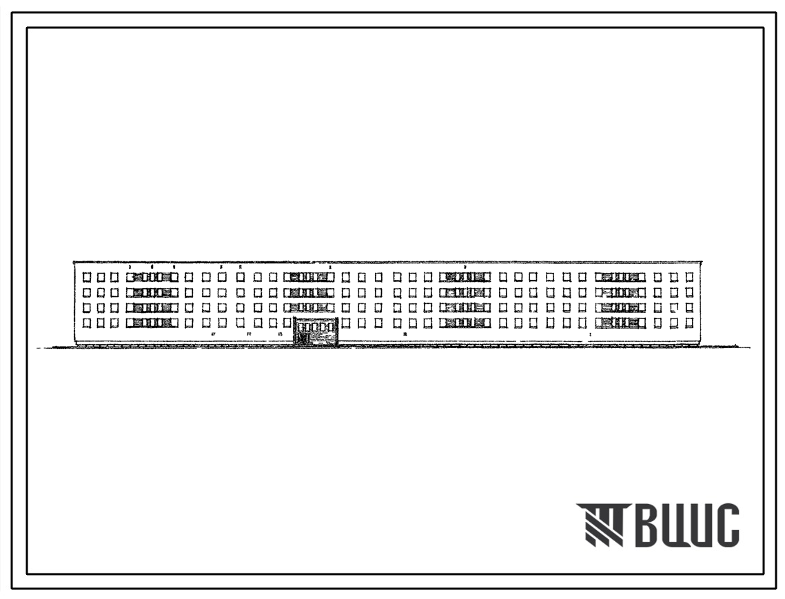 Типовой проект 164-80-24м 4-этажное 4-секционное общежитие на 569 мест (в составе комплекса) для строительства в 1 строительно-климатической зоне, в районах с вечномерзлыми грунтами.