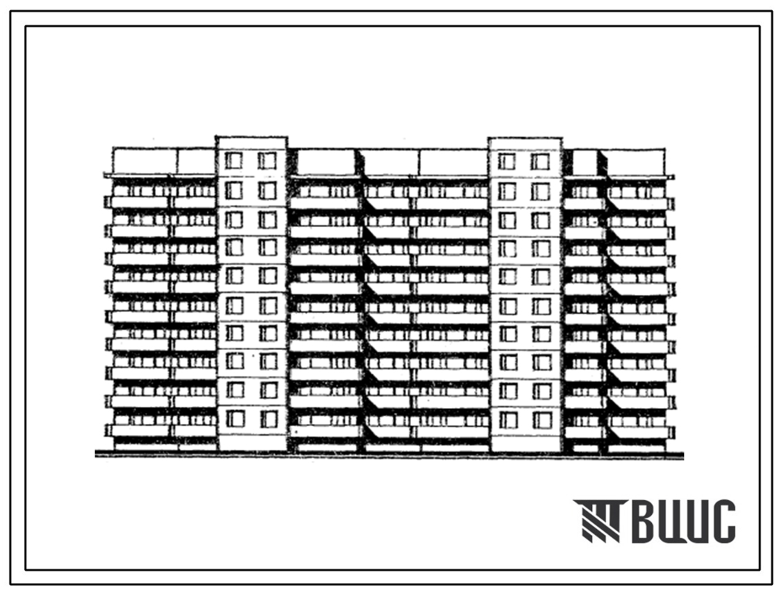 Типовой проект 138-034с.13.86 Блок-секция 72-квартирная 9-этажная угловая, левая 3Б-1Б-2Б-3Б + 3Б-2Б-1Б-3Б (для Кабардино-Балкарской АССР)