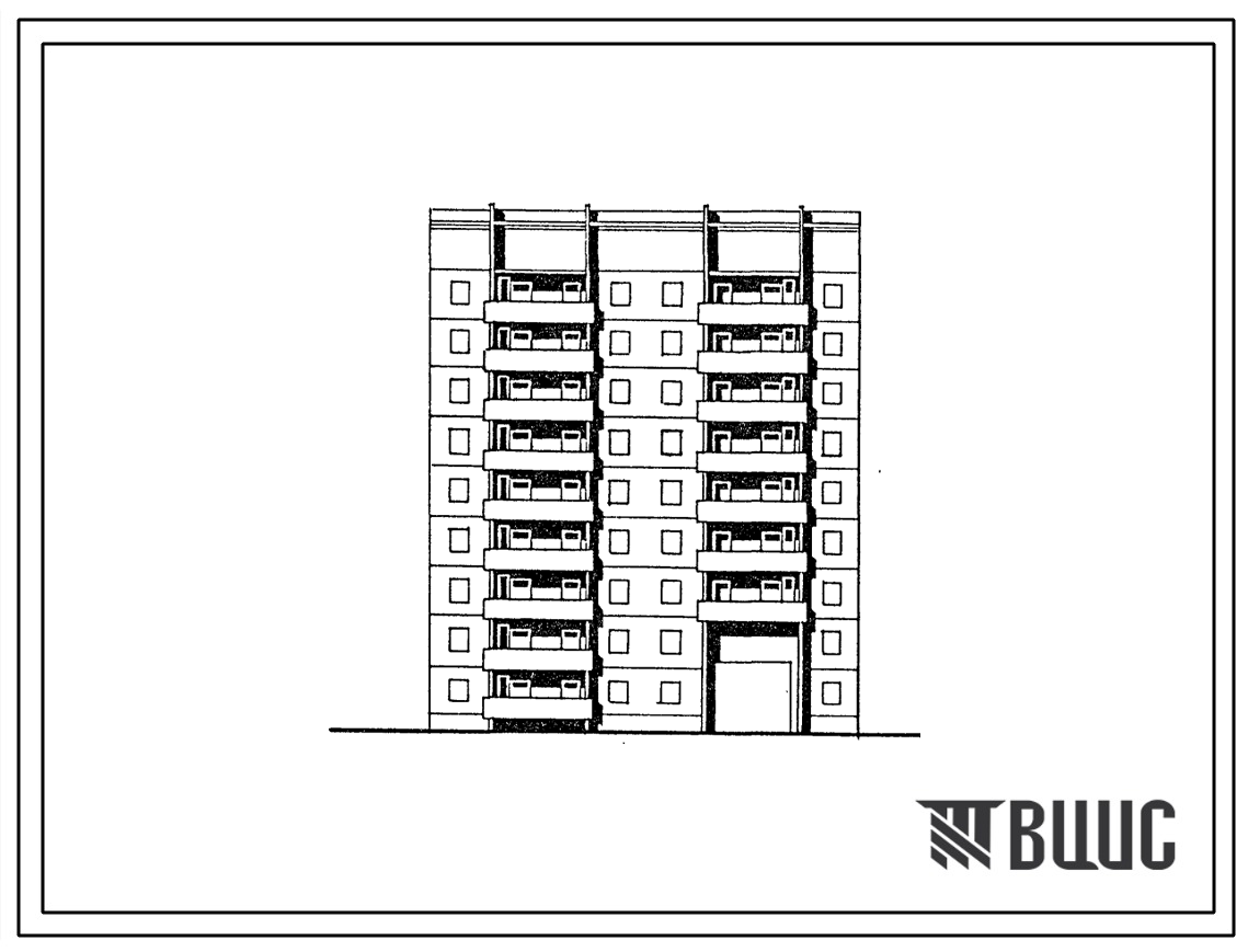 Типовой проект 135-0324с.13.87 9-этажная рядовая правая блок-секция с проездом на 32 квартиры 2-2-3-3 для строительства в г. Иркутске