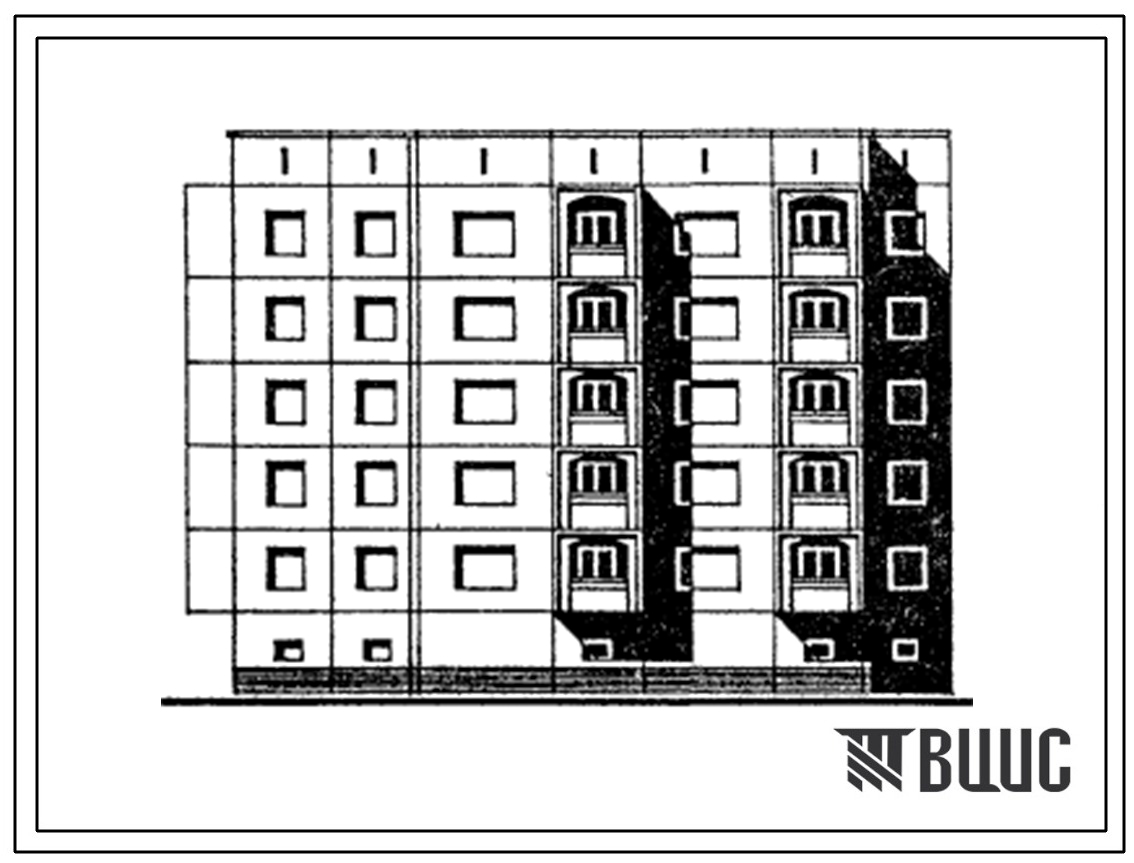 Типовой проект 97-0295м.86 Блок-секция 5-этажная 19-квартирная угловая-левая 1Б-1Б-3Б-4Б