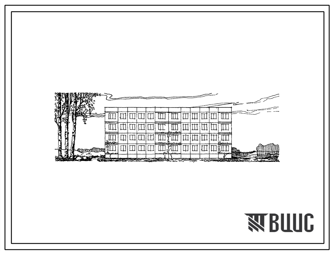 Типовой проект 76-027сп Крупнопанельная четырехэтажная блок-секция на 16 квартир рядовая, для строительства в районах с сейсмичностью 7 баллов.