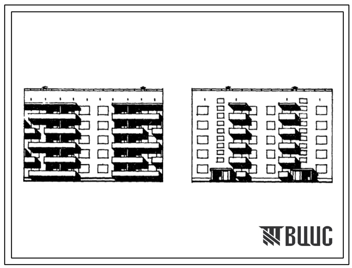 Типовой проект 67-04с/77 Пятиэтажная двойная блок-секция на 20 квартир рядовая - 2Б.3Б-2Б.3Б