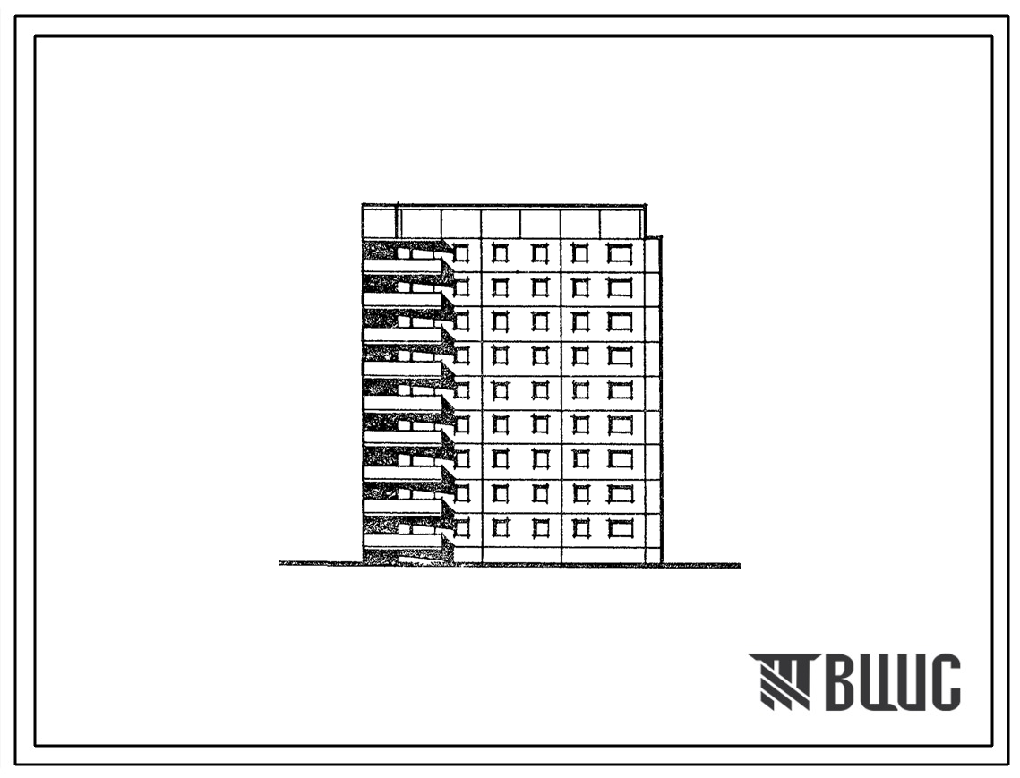 Типовой проект 121-0196.13.88 Девятиэтажная блок-секция торцевая правая на 36 квартир. Для Златоуста
