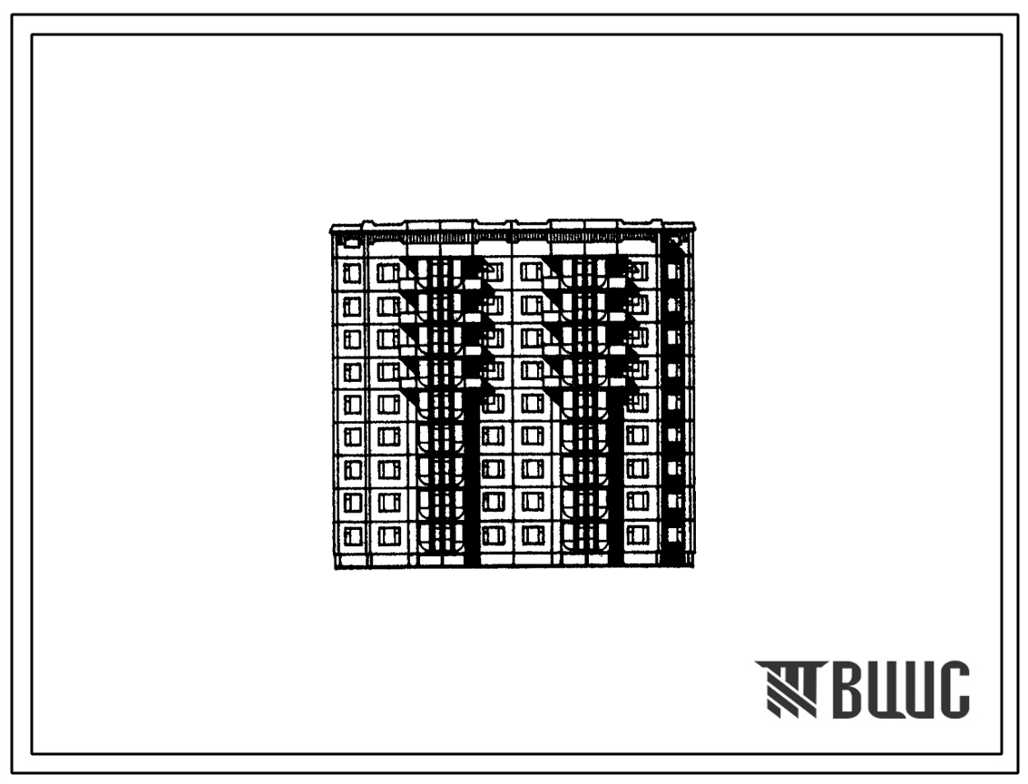 Типовой проект 161-191-2.2.13.89 Общежитие 9-этажное на 224 места для семейной молодежи для строительства в Тюменской области. Конструктивный вариант с железобетонными перегородками