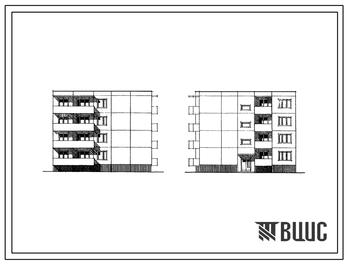 Типовой проект 121-040 Четырехэтажная блок-секция правая на 12 квартир (однокомнатных 1Б-4, двухкомнатных 2Б-4, трехкомнатных 3А-4). Для строительства в 1В климатическом подрайоне, 2 и 3 климатический районах