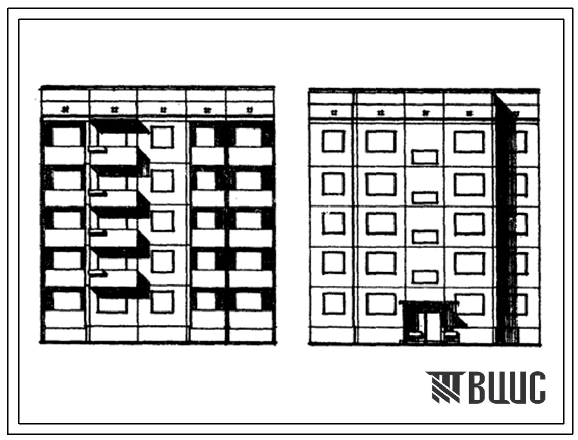 Типовой проект 94-04/1 Пятиэтажная крупнопанельная рядовая блок-секция на 15 квартир, левая (Р.1Б-2Б-3Б)