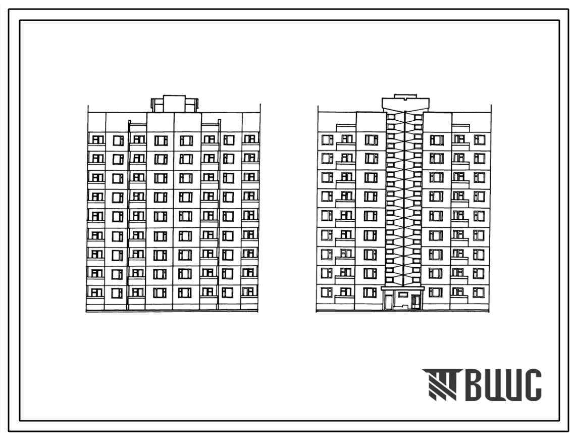 Типовой проект 90-058.85 9-этажная рядовая торцевая блок-секция на 36 квартир 1Б.2Б.3Б.4Б. Для строительства во 2В климатическом подрайоне Белорусской ССР.