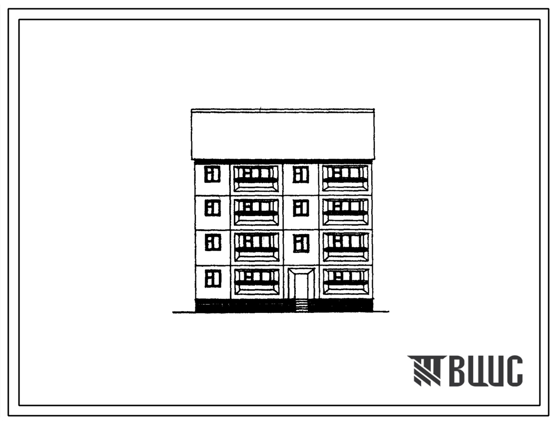 Типовой проект 97-0376с.13.89 Блок-секция 4-этажная 8-квартирная рядовая правая 2-3 для строительства в г. Ленинакане Армянской ССР