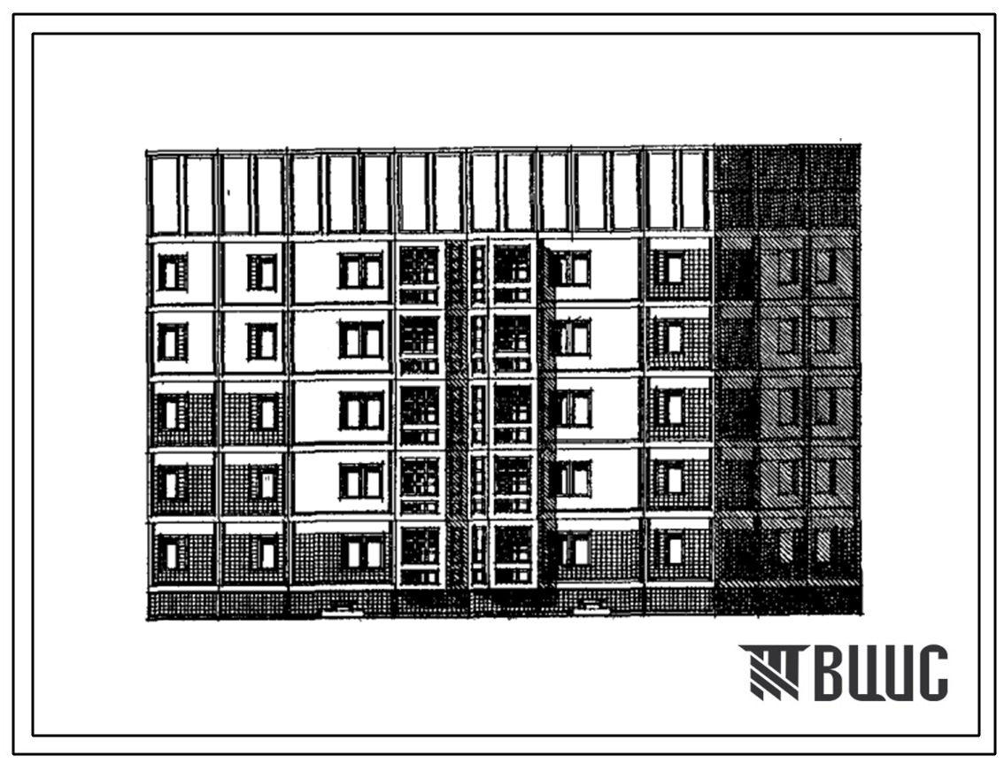 Типовой проект 97-0402м.13.89 Блок-секция 5-этажная 20-квартирная поворотная правая 2-2-3-4 (для строительства в пос. Синегорье и других районах Магаданской области)