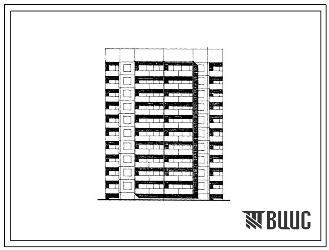 Типовой проект 125-071.13.87 Блок-секция 10-этажная 40-квартирная рядовая Р-3.2.2.3 для Марийской АССР