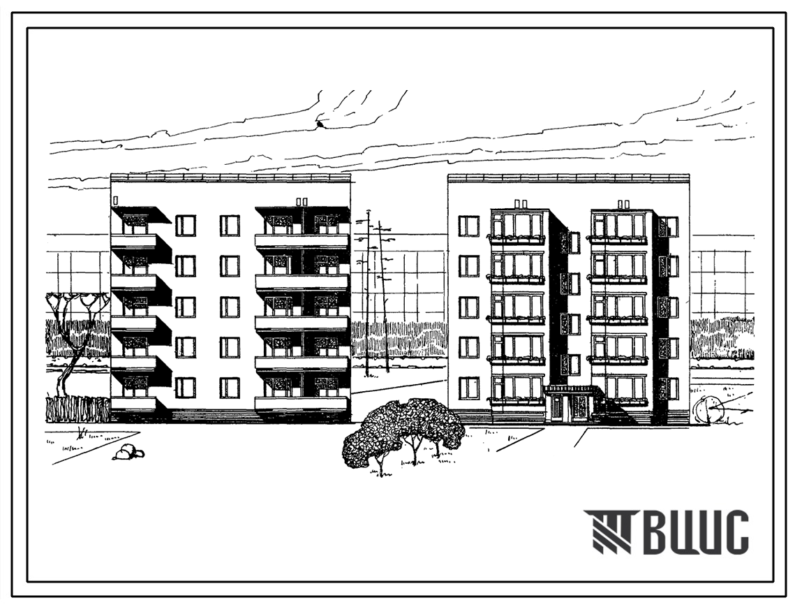 Типовой проект 87-015/72 Блок-секция пятиэтажного дома рядовая правая на 15 квартир (двухкомнатных 2Б-15). Для строительства в районах с обычными геологическими условиями, во 2Б, 3Б и 3 В климатических подрайонах (Украинской ССР).