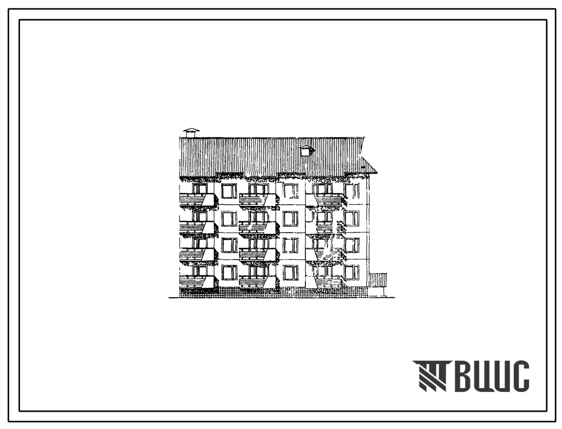 Типовой проект 135-0133 Четырехэтажная блок-секция торцевая правая на 12 квартир (двухкомнатных 2Б-4, трехкомнатных 3Б-8). Для строительства в 1В климатическом подрайоне, 2 и 3 климатических районах