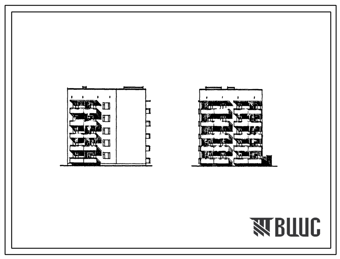 Типовой проект 67-014с/1.2 Пятиэтажная  блок-секция на 15 квартир угловая (Т-образная) 2Б, 2Б,2Б (правая)