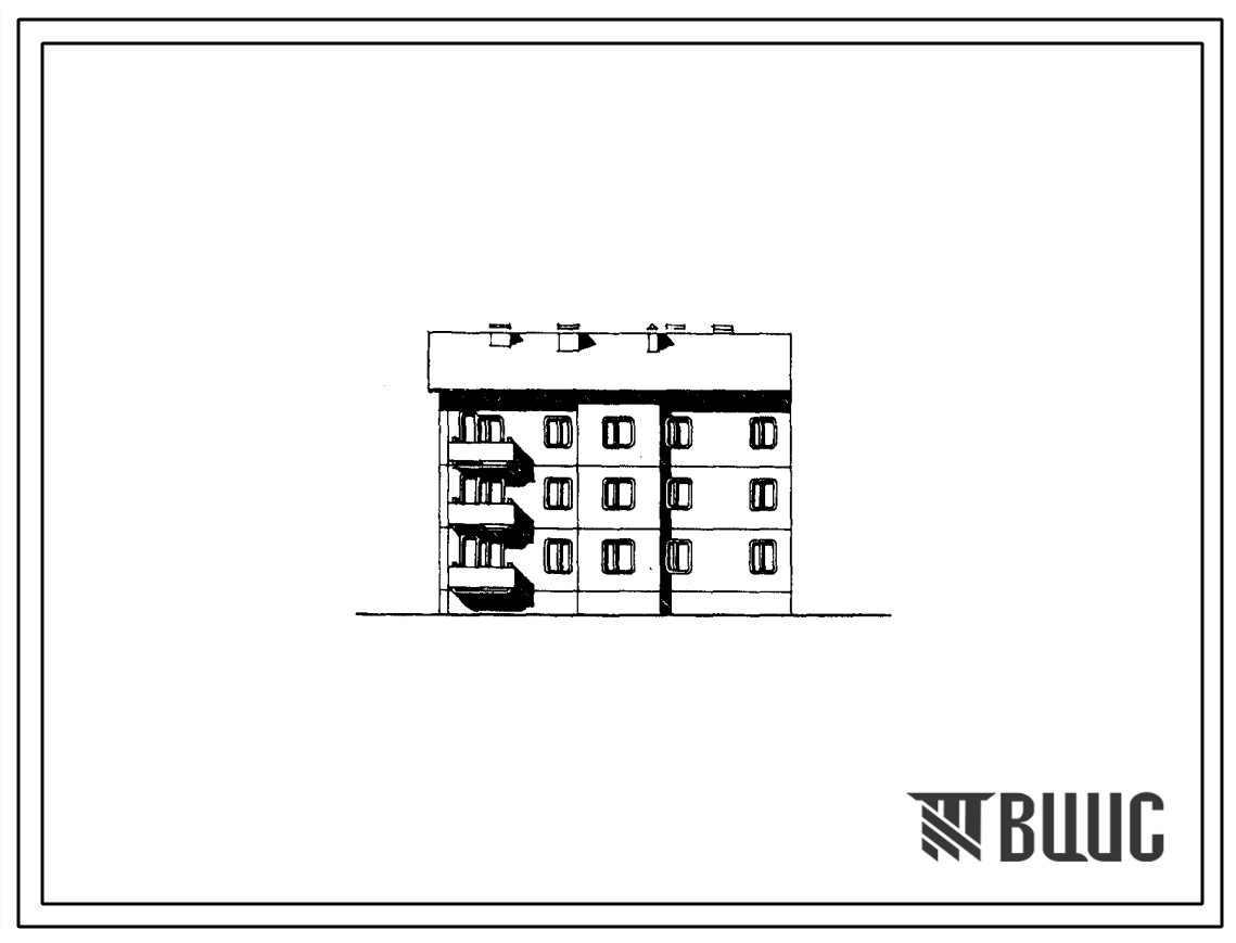 Типовой проект 135-0153с.86 Трехэтажная блок-секция торцевая левая на 9 квартир. Для строительства в городах и поселках городского типа