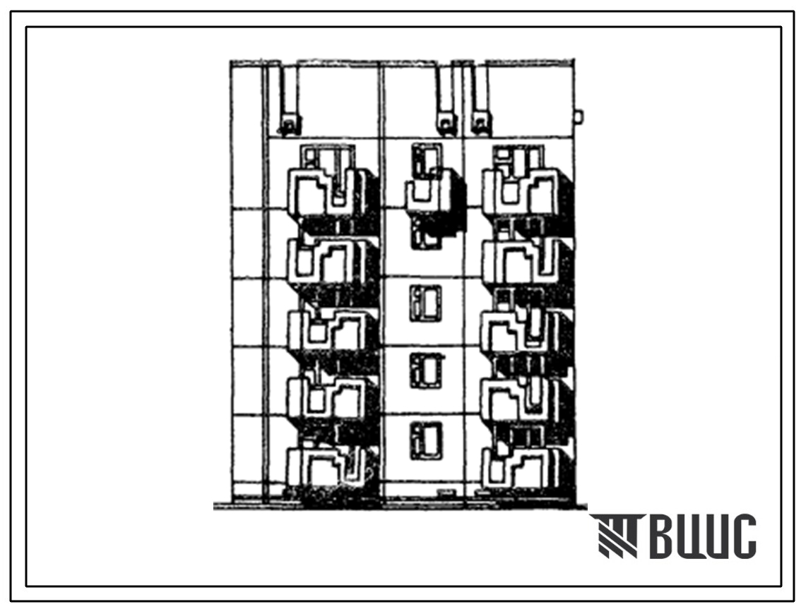 Типовой проект 97-0249.23.86 5-этажный 15-квартирный угловой блок-комплект левый 5Ул-1Б-1Б-3Б (для г. Караганды)