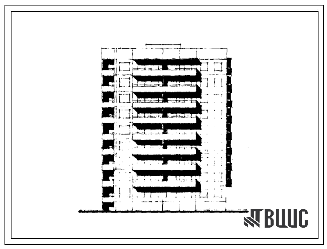 Типовой проект 93-024/1 Блок-секция девятиэтажная 36-квартирная торцевая правая (однокомнатных 1А — 1, 1Б — 9, двухкомнатных 2Б — 8, трехкомнатных 3Б — 9, пятикомнатных 5Б — 9). Для строительства во IIА климатическом подрайоне.