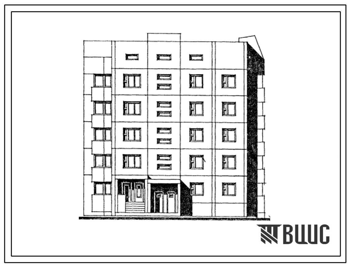 Типовой проект 122-073см.13.86 Блок-секция торцевая левая 5-этажная 15-квартирная 1Б-2Б-3Б (для строительства в Магадане и Магаданской области)