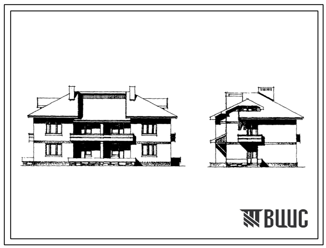 Типовой проект 145-000-147с Двухэтажный двухквартирный жилой дом с четырехкомнатными квартирами. Для индивидуальных застройщиков.