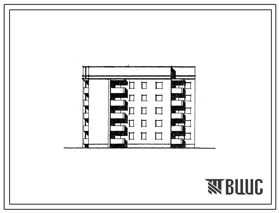 Типовой проект 89-051/1 5-этажная торцовая блок-секция 1Б.2Б.3Б.3Б на 20 квартир (правая)