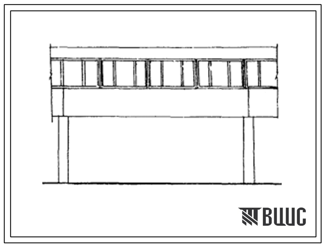Типовой проект 416-7-66 Отапливаемые галереи, соединяющие административно-бытовые и производственные здания промышленных предприятий (железобетонные, пролетом 3,0м при шаге колонн 12,0м, со стальными рамками, расположенными внутри галерей).